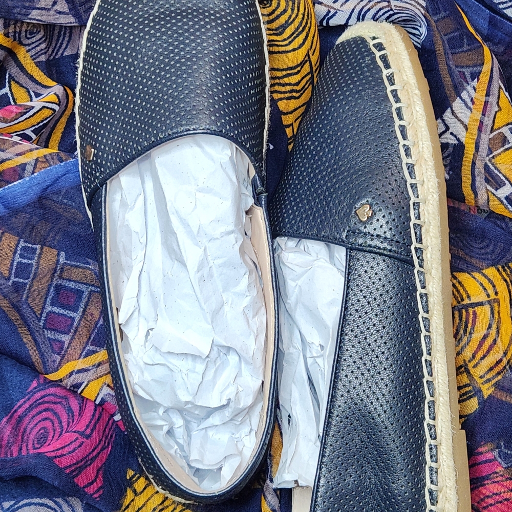 Kate Spade Navy Blue Leather Espadrilles